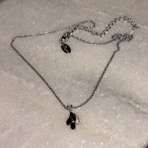Lia Sophia Sapphire & Cubic Zirconia Silver Tone Necklace 18”